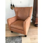 Leren oorfauteuil met houten poten - bruin leer - Echt leer, Landelijk, ontdek de vele Leersoorten en Kleuren bij ShopX