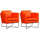 Set van 2 Oranje leren moderne design fauteuils Crossover - Kenia Leer Rost (oranje leer)