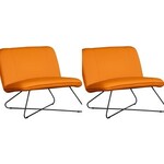 Set van 2 leren fauteuils met stalen frame - oranje leer - Echt leer, Industrieel, ontdek de vele Leersoorten en Kleuren bij ShopX