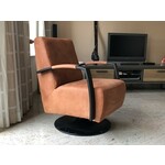 Leren draaifauteuil met stalen frame en schotelvoet - oranje leer - Echt leer, Industrieel, ontdek de vele Leersoorten en Kleuren bij ShopX