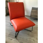 Leren fauteuil zonder armleuning met kruisframe - oranje leer - Echt leer, Industrieel, ontdek de vele Leersoorten en Kleuren bij ShopX