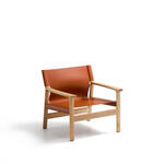 Kave Home Fauteuil Jan Leder en essenhout - Lichtbruin