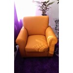 Leren fauteuil met houten poten - oranje leer - Echt leer, Klassiek, ontdek de vele Leersoorten en Kleuren bij ShopX