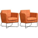 Set van 2 Oranje leren moderne design fauteuils Crossover - Toledo Leer Orange (oranje leer)