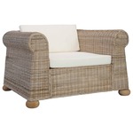 Tuinstoel met kussens poly rattan zwart