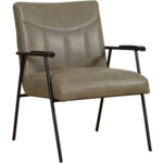 Blauwe leren moderne retro fauteuil Rondo - Toledo Leer Marine (blauw leer)