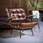 Retro fauteuil MUSTANG LOUNGER grijs fluwelen woonkamerstoel zwart metalen frame - 43957