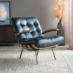 Fauteuil echt leer en massief acaciahout