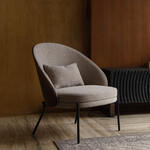 Retro fauteuil MUSTANG LOUNGER mosterdgeel fluweel met decoratieve stiksels - 40759