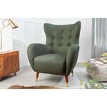 Retro design fauteuil DON wit Boucle stof veerkern gouden voetdoppen - 42639