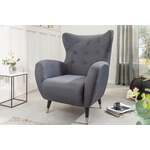Retro design fauteuil DON antraciet met veerkern zilveren voetdoppen - 40983