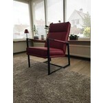 Leren fauteuil zonder armleuning met kruisframe - rood leer - Echt leer, Industrieel, ontdek de vele Leersoorten en Kleuren bij ShopX