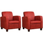 Set van 2 leren fauteuils met stalen frame - rood leer - Echt leer, Industrieel, ontdek de vele Leersoorten en Kleuren bij ShopX