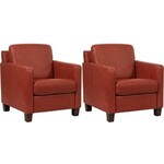 Set van 2 leren fauteuils met stalen frame - rood leer - Echt leer, Industrieel, ontdek de vele Leersoorten en Kleuren bij ShopX