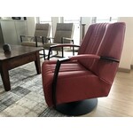 Set van 2 leren draaifauteuils met schotelvoet - rood leer - Echt leer, Industrieel, ontdek de vele Leersoorten en Kleuren bij ShopX