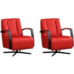 Leren draaifauteuil met stalen frame en stervoet - rood leer - Echt leer, Industrieel, ontdek de vele Leersoorten en Kleuren bij ShopX