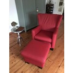 Set van 2 leren draaifauteuils met schotelvoet - rood leer - Echt leer, Industrieel, ontdek de vele Leersoorten en Kleuren bij ShopX