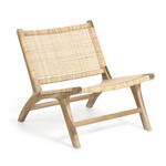 Kave Home Outdoor Fauteuil Olbia Met hoge rug, Rattan en Teakhout - Groen