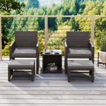 3-delige Patio Set Buiten Rotan Set Tuinmeubelen Rotan met Zitkussen & Salontafel Buitenmeubelset Geel + Bruin