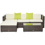 Outsunny 5-delige tuinset van polyrotan, weerbestendig, comfortabele loungeset met kussens, eenvoudig te reinigen, 210 x 70 x 65 cm, Grijs | Aosom.nl