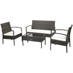 Geniet van het moment van pure ontspanning op deze sofaset van Outsunny! Twee hoekfauteuils, een fauteuil zonder armleuningen en een kruk kunnen vri