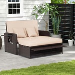 Outsunny 18-delige poly-rotan tuinset, weerbestendig, luxe lounge bankstel met fauteuil en krukken, comfortabel, 250 x 200 x 65 cm | Aosom.nl