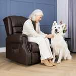 Sta-op stoel met massage- en warmtetherapie, bruin. Sta-op fauteuil met 10 massagestanden.