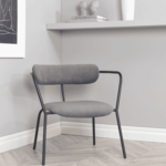 Donkergrijze leren moderne fauteuil Trust - staal zwart - Hermes Leer Antracite (donkergrijs leer)