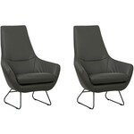 Fauteuil echt leer zwart