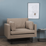 Taupe leren moderne fauteuil Trust - staal zwart - Toledo Leer Khaki (taupe leer)