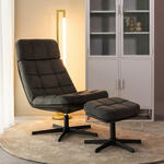 LABEL51 Draaifauteuil Alvar Met hocker, Micro suede - Taupe