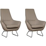 Set van 2 Taupe leren moderne design fauteuils Hope - Toledo Leer Mocca (taupe leer)