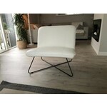 Leren fauteuil zonder armleuning met kruisframe - wit leer - Echt leer, Industrieel, ontdek de vele Leersoorten en Kleuren bij ShopX
