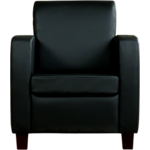 Zwarte leren landelijke fauteuil Joy - poot hout bruin - Massif Leer Nero (zwart leer)