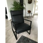 Leren fauteuil met stalen frame - zwart leer - Echt leer, Industrieel, ontdek de vele Leersoorten en Kleuren bij ShopX
