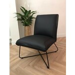 Leren fauteuil zonder armleuning met kruisframe - zwart leer - Echt leer, Industrieel, ontdek de vele Leersoorten en Kleuren bij ShopX