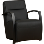 Zwarte leren landelijke fauteuil Joy - poot hout bruin - Toledo Leer Nero (zwart leer)