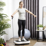 HOMCOM Trilplaat met 99 Niveaus, 2 Fitnessbanden 73 x 40 x 13cm Wit+Zwart