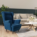Beliani VEJLE - Fauteuil met hocker-Blauw-fluweel