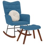 Beliani DRAMMEN - Fauteuil-Blauw-Fluweel