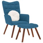 Beliani DRAMMEN - Fauteuil-Blauw-Fluweel