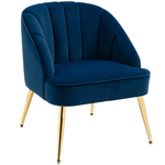 Fauteuil met kussen fluweel blauw