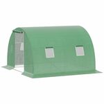 PE 143 x 143 x 195cm Inloopkas Broeikas Foliekas Tomatenkas Plantenhuis Folietent 8-Laags Metalen Opbergrek Groen