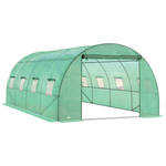 Foliekas met Bloemenrek Tomatenkas met PE-Roosterfolie Broeikas met 2 Oprolbare Deuren 198,5 x 98 x 215 cm Groen