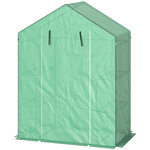 Outsunny foliekas, kweekkas met 2 deuren, plantenteelt, UV-bescherming, staal wit 200 x 100 x 215 cm