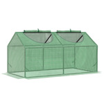 Outsunny foliekas inloopkas met 8 planken tomatenkas koude kozijn met deur groen staal PE kunststof 214 x 143 x 195 cm