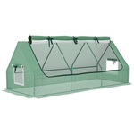 Outsunny Kas met 3-laags Schap, UV-resistente Plastic Afdekking, Oprolbare Deur, 100 x 40 x 150 cm, Groen