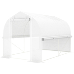 Outsunny Kas met 3-laags Schap, UV-bestendige Plastic Afdekking, Roldeur, 100 x 40 x 150 cm, Wit