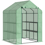 Outsunny foliekas, UV-bestendig mini-kas met gaasvenster, ideaal voor tuinteelt, eenvoudig op te zetten, 240 x 90 x 90 cm, groen | Aosom.nl