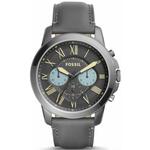 Fossil FS5183 &apos;Grant&apos; chronograaf grijs lederen Herenhorloge
